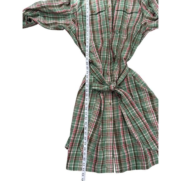 LRL Ralph Lauren Green and Pink Plaid Flannel Belted Shirt Dress 22W NWT - Picture 6 of 9